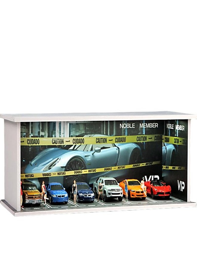 FQDGTFA Display Case for Hot Wheel with LED Light Stackable Mega Garage Storage for 1:64 Matchbox & Diecast Cars 6-Slot Parking Diorama with Illuminated Showcase (Caution-line) - Image 1